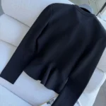 Dior Women Peplum Jacket Black Virgin Wool-Blend Knit