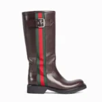 Gucci Women Biker Boot With Web-Brown A00344AAGSL