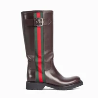 Gucci Women Biker Boot With Web-Brown A00344AAGSL