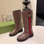 Gucci Women Biker Boot With Web-Brown A00344AAGSL