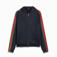 Gucci Women Cotton Jersey Zip Jacket With Web A00A75XJH3Y