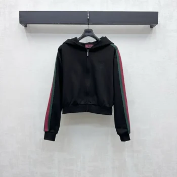 Gucci Women Cotton Jersey Zip Jacket With Web A00A75XJH3Y