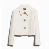 Gucci Women Crêpe Wool Jacket With Double G Button A00E1TZACKN