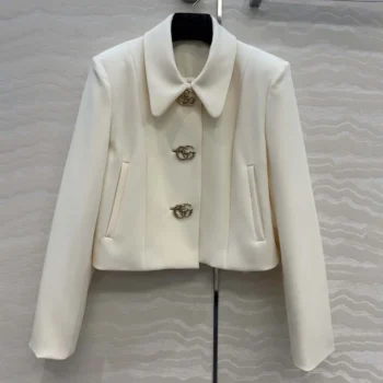 Gucci Women Crêpe Wool Jacket With Double G Button A00E1TZACKN