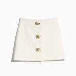 Gucci Women Crêpe Wool Skirt With Double G Button 864526ZACKN