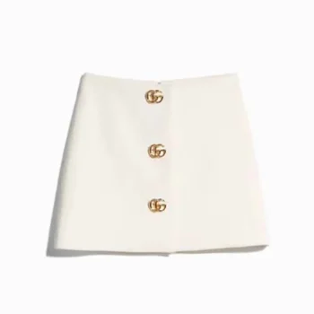 Gucci Women Crêpe Wool Skirt With Double G Button 864526ZACKN