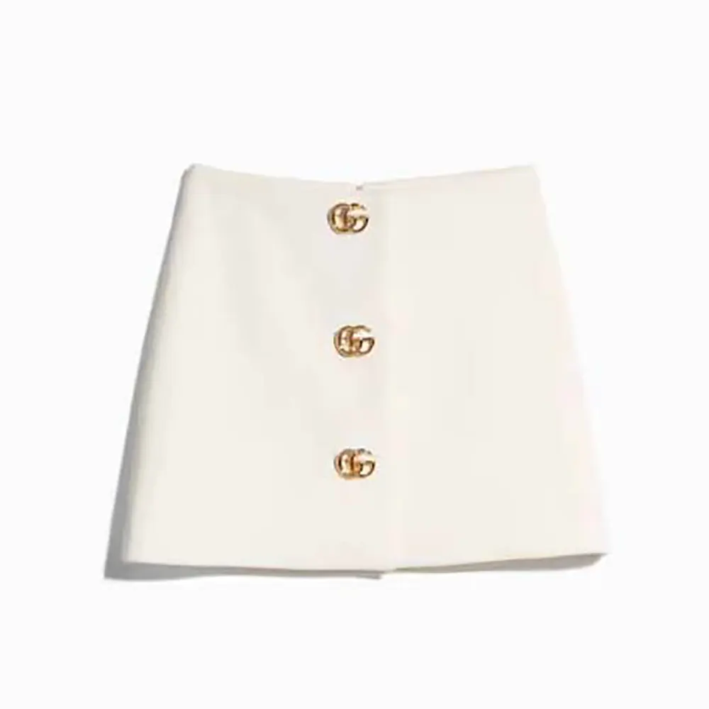 Gucci Women Crêpe Wool Skirt With Double G Button 864526ZACKN (1) Gucci Women Crêpe Wool Skirt With Double G Button 864526ZACKN