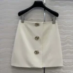 Gucci Women Crêpe Wool Skirt With Double G Button 864526ZACKN