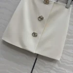 Gucci Women Crêpe Wool Skirt With Double G Button 864526ZACKN