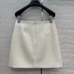 Gucci Women Crêpe Wool Skirt With Double G Button 864526ZACKN