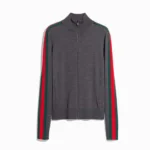 Gucci Women Fine Wool Zip Jacket With Web A006FMXKFTL