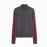 Gucci Women Fine Wool Zip Jacket With Web A006FMXKFTL