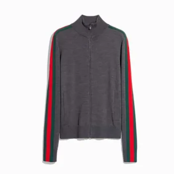 Gucci Women Fine Wool Zip Jacket With Web A006FMXKFTL