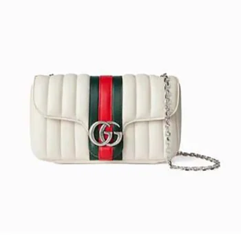 Gucci Women Jetset Gg Marmont Small Shoulder Bag-White A006X1AAG9F
