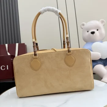 Gucci Women Large Boston Bag With Bamboo-Dark Beige A006ODAAHEI