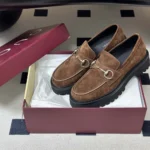 Gucci Women Loafer With Horsebit and Lug Sole-Dark Brown - Image 6