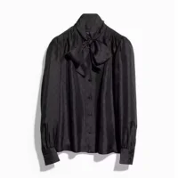 Gucci Women Printed Silk Twill Shirt With Bow 860513ZAUUN