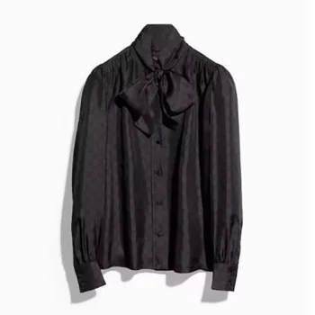 Gucci Women Printed Silk Twill Shirt With Bow 860513ZAUUN