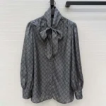 Gucci Women Printed Silk Twill Shirt With Bow 860513ZAUUN - Image 2