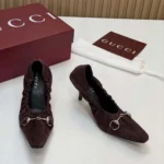 Gucci Women Vittoria Pump With Elastic-Dark Brown ‎A00661AAG9A