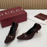 Gucci Women Vittoria Pump With Elastic-Dark Brown ‎A00661AAG9A