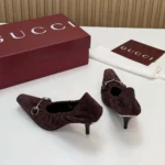 Gucci Women Vittoria Pump With Elastic-Dark Brown ‎A00661AAG9A
