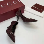 Gucci Women Vittoria Pump With Elastic-Dark Brown ‎A00661AAG9A