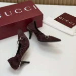 Gucci Women Vittoria Pump With Elastic-Dark Brown ‎A00661AAG9A