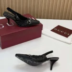 Gucci Women Vittoria Slingback Pump With Elastic-Black