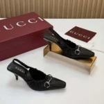 Gucci Women Vittoria Slingback Pump With Elastic-Black