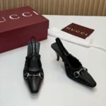 Gucci Women Vittoria Slingback Pump With Elastic-Black