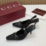 Gucci Women Vittoria Slingback Pump With Elastic-Black