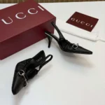 Gucci Women Vittoria Slingback Pump With Elastic-Black