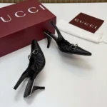 Gucci Women Vittoria Slingback Pump With Elastic-Black