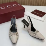 Gucci Women Vittoria Slingback Pump With Elastic-White - Image 2