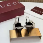 Gucci Women Vittoria Slingback Pump With Elastic-White - Image 10