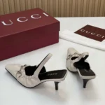 Gucci Women Vittoria Slingback Pump With Elastic-White
