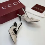 Gucci Women Vittoria Slingback Pump With Elastic-White