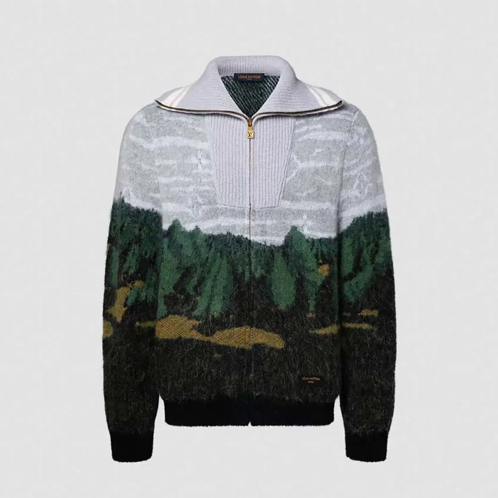 Louis Vuitton LV Men Jacquard Zippered Turtleneck Cardigan 1AKLVW (1) Louis Vuitton LV Men Jacquard Zippered Turtleneck Cardigan 1AKLVW