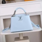 Louis Vuitton LV Women Capucines BB Handbag Blue Taurillon Leather