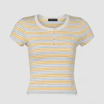 Louis Vuitton LV Women Striped Jersey Henley T-shirt 1AKEEA