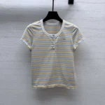 Louis Vuitton LV Women Striped Jersey Henley T-shirt 1AKEEA
