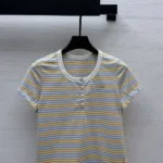Louis Vuitton LV Women Striped Jersey Henley T-shirt 1AKEEA