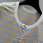 Louis Vuitton LV Women Striped Jersey Henley T-shirt 1AKEEA