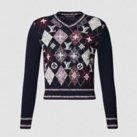 Louis Vuitton Women 3D Monogram Argyle Pullover 1AKFG3