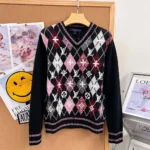 Louis Vuitton Women 3D Monogram Argyle Pullover 1AKFG3