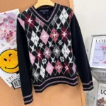 Louis Vuitton Women 3D Monogram Argyle Pullover 1AKFG3