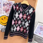Louis Vuitton Women 3D Monogram Argyle Pullover 1AKFG3
