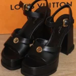 Louis Vuitton Women Maya Heeled Platform Sandal-Black 1AGXX1
