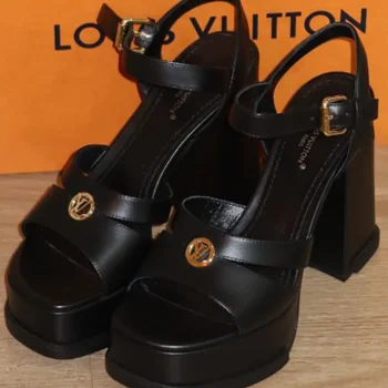 Louis Vuitton Women Maya Heeled Platform Sandal-Black 1AGXX1